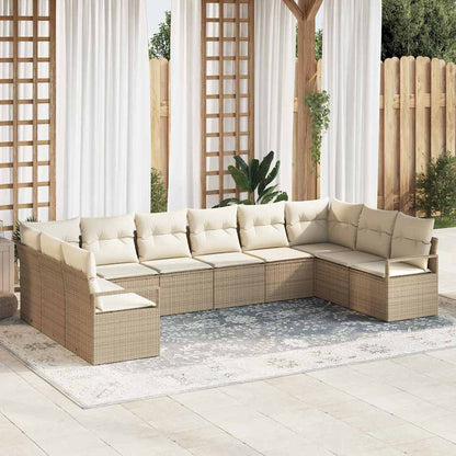 Set Divano da Giardino 10 pcs Beige e Bianco polyrattan | homemem39