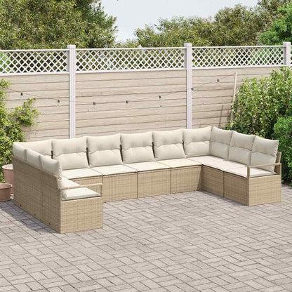 Set Divano da Giardino 10 pcs Beige e Bianco polyrattan | homemem39
