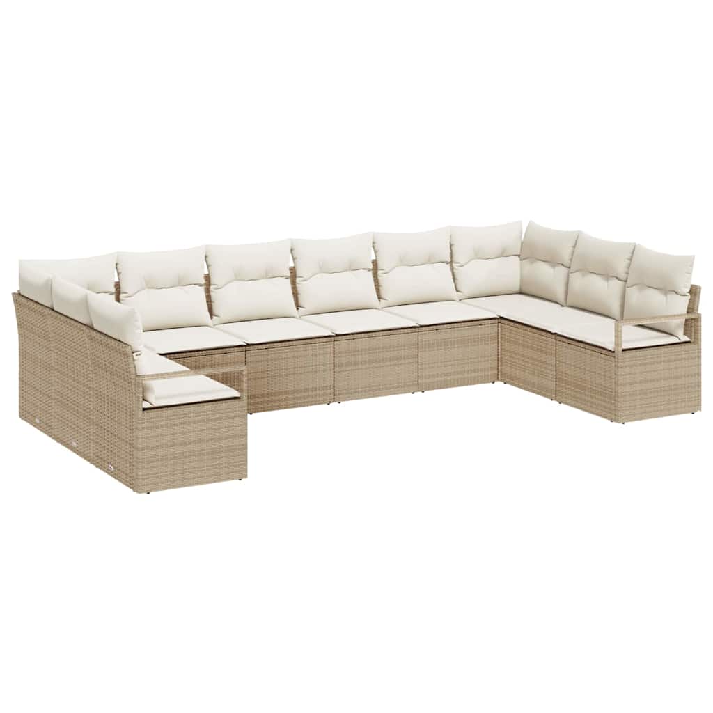 Set Divano da Giardino 10 pcs Beige e Bianco polyrattan | homemem39