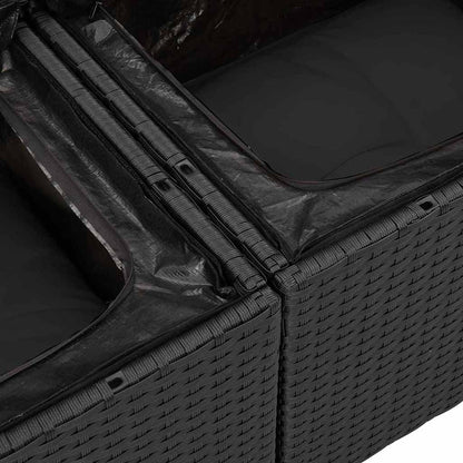 Set Divano da Giardino con cuscino 10 pcs Nero polyrattan | homemem39