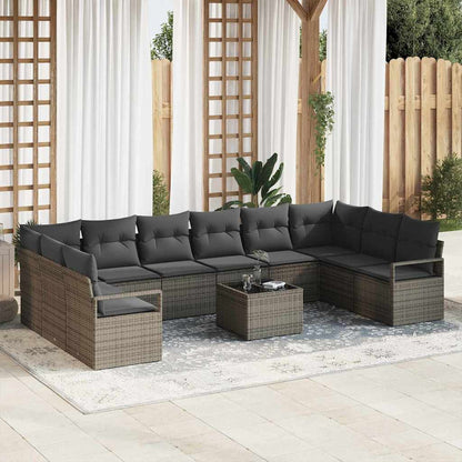 Set Divano da Giardino 11 pcs Grigio chiaro polyrattan | homemem39