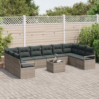 Set Divano da Giardino 11 pcs Grigio chiaro polyrattan | homemem39
