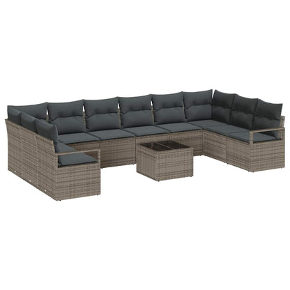 Set Divano da Giardino 11 pcs Grigio chiaro polyrattan | homemem39