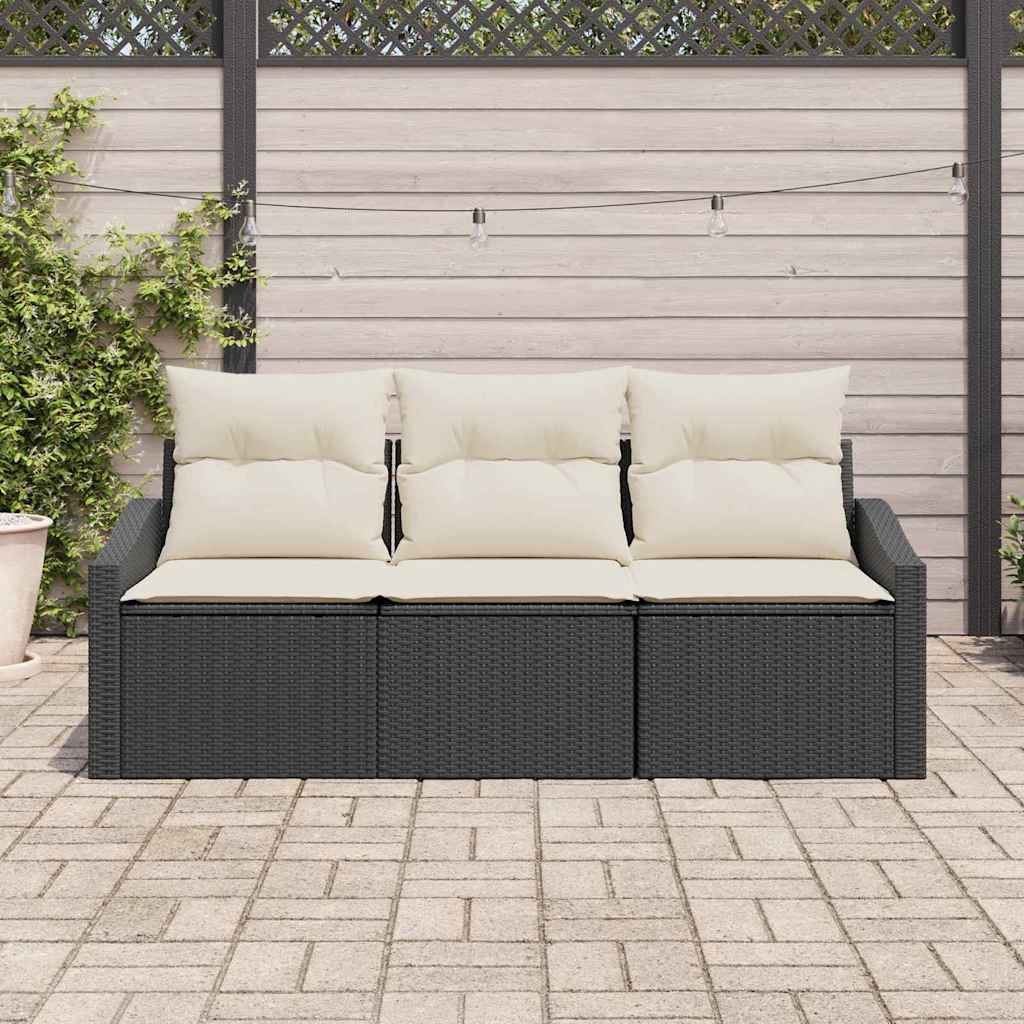 Set Divano da Giardino 3 pcs Nero e Bianco polyrattan | homemem39