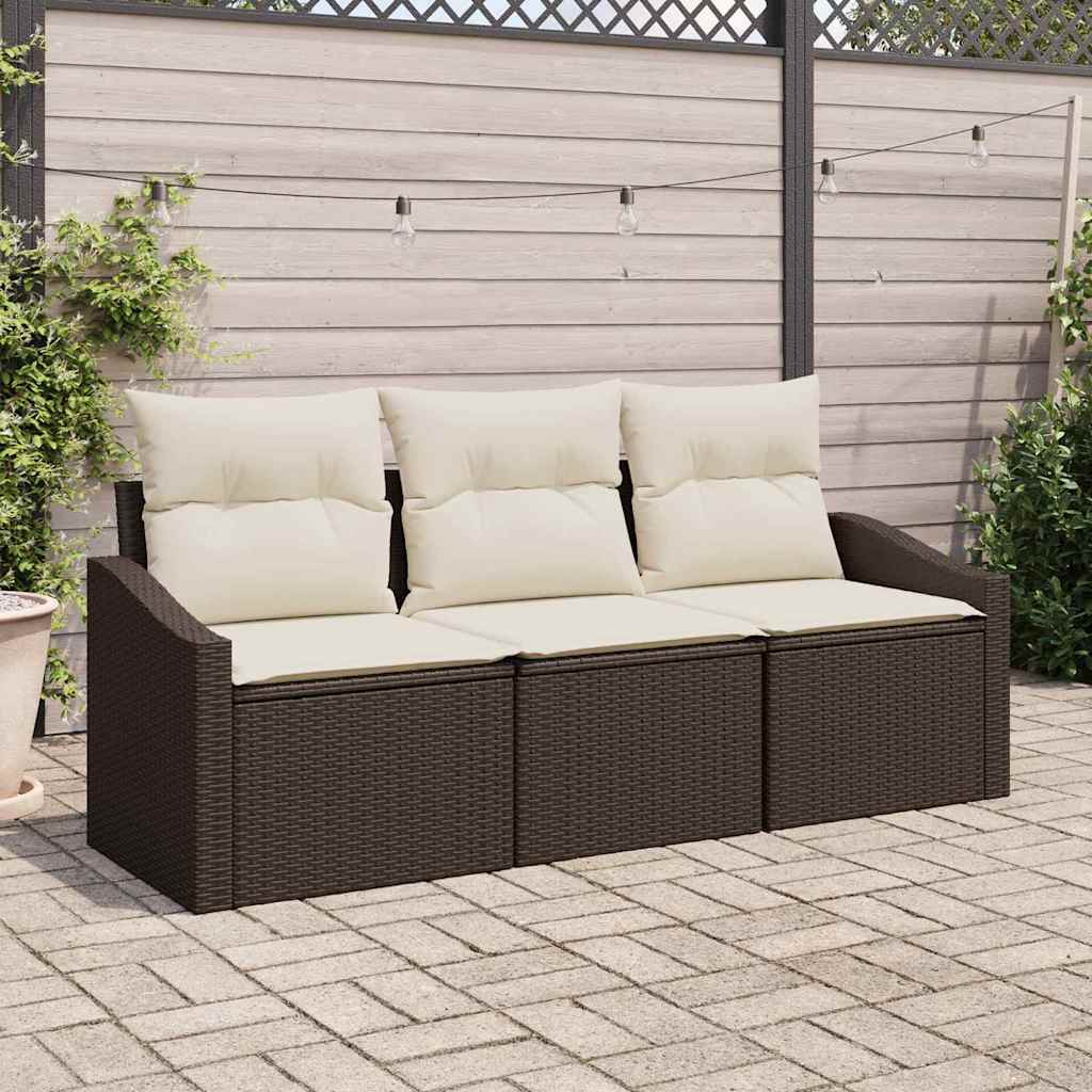 Set Divano da Giardino 3 pcs Marrone e bianco polyrattan | homemem39