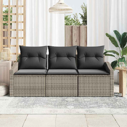 Set Divano da Giardino con cuscino 3 pcs Grigio polyrattan | homemem39
