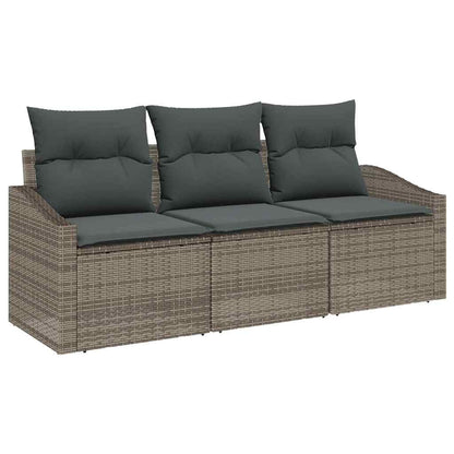 Set Divano da Giardino con cuscino 3 pcs Grigio polyrattan | homemem39