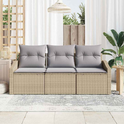 Set Divano da Giardino 3 pcs Beige e Grigio Chiaro polyrattan | homemem39