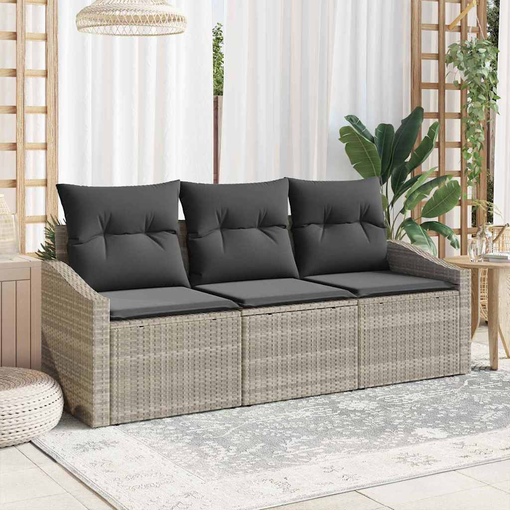 Set Divano da Giardino 3 pcs Grigio chiaro polyrattan | homemem39