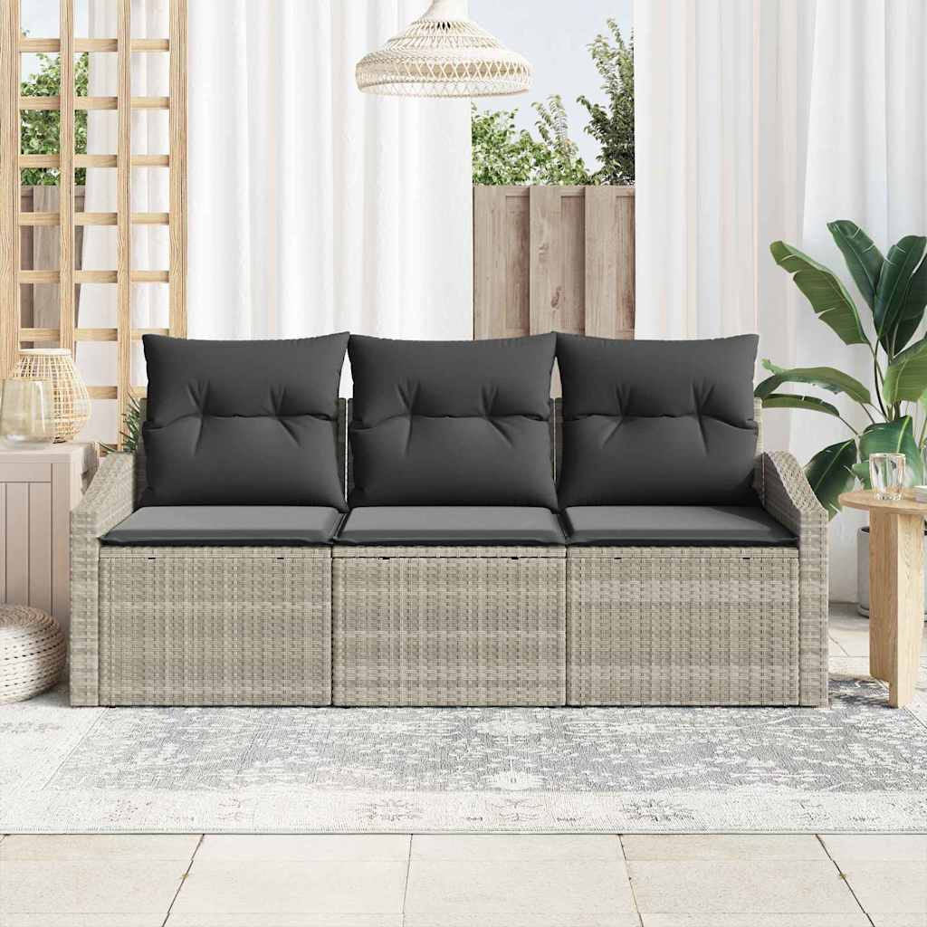 Set Divano da Giardino 3 pcs Grigio chiaro polyrattan | homemem39