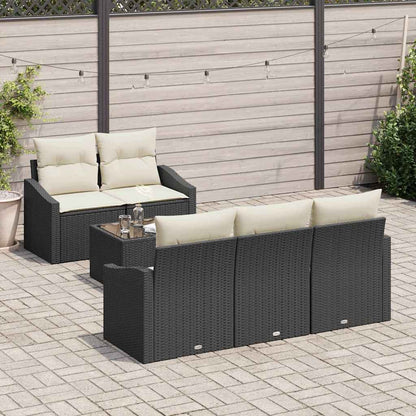Set di divani con cuscino 6 pcs Nero e Crema polyrattan | homemem39