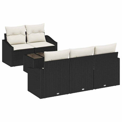 Set di divani con cuscino 6 pcs Nero e Crema polyrattan | homemem39