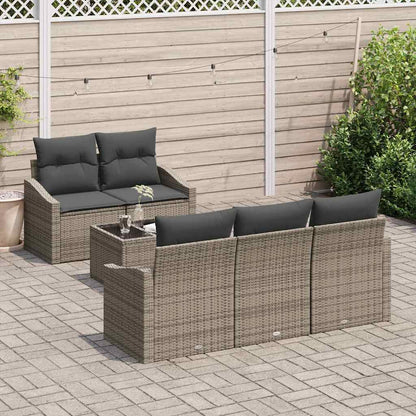 Set di divani con cuscino 6 pcs Grigio polyrattan | homemem39