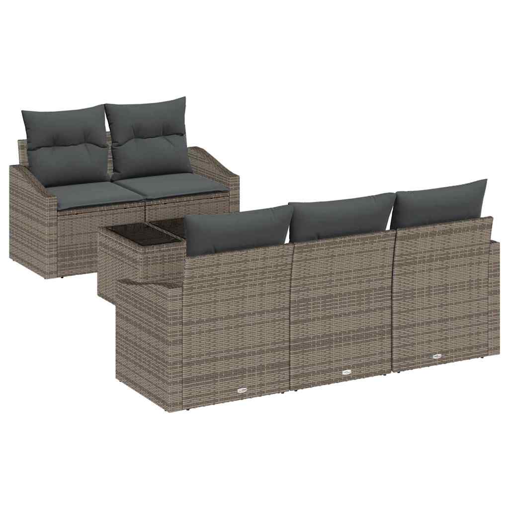 Set di divani con cuscino 6 pcs Grigio polyrattan | homemem39
