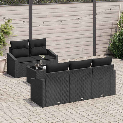 Set di divani con cuscino 6 pcs Nero polyrattan | homemem39