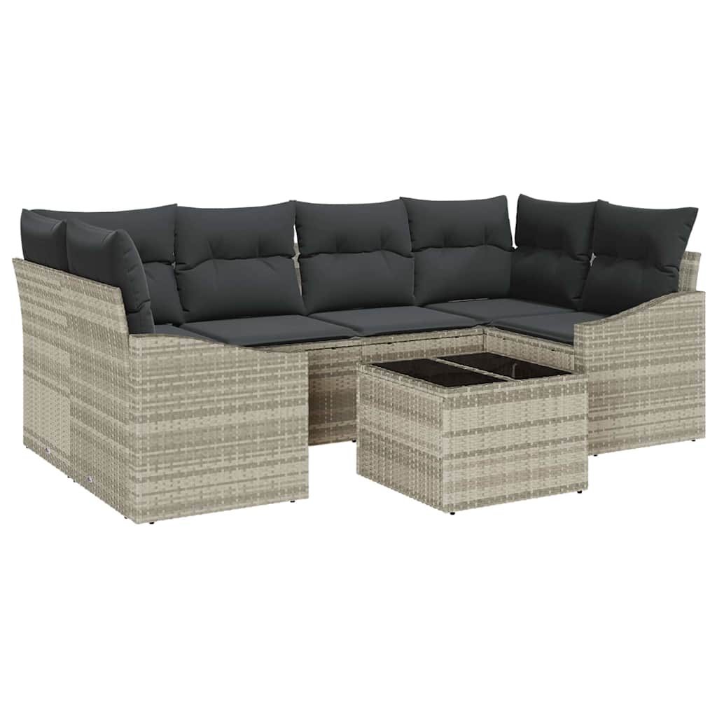 Set di divani 7 pcs Grigio chiaro e grigio scuro polyrattan | homemem39