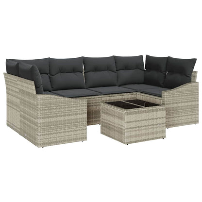 Set di divani 7 pcs Grigio chiaro e grigio scuro polyrattan | homemem39