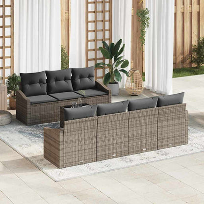Set di divani con cuscino 8 pcs Grigio polyrattan | homemem39