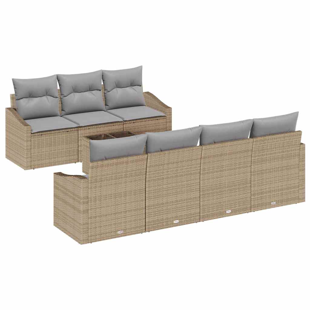 Set di divani con cuscino 8 pcs Beige e grigio polyrattan | homemem39