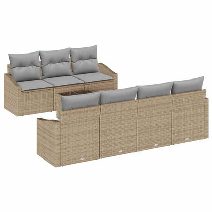 Set di divani con cuscino 8 pcs Beige e grigio polyrattan | homemem39