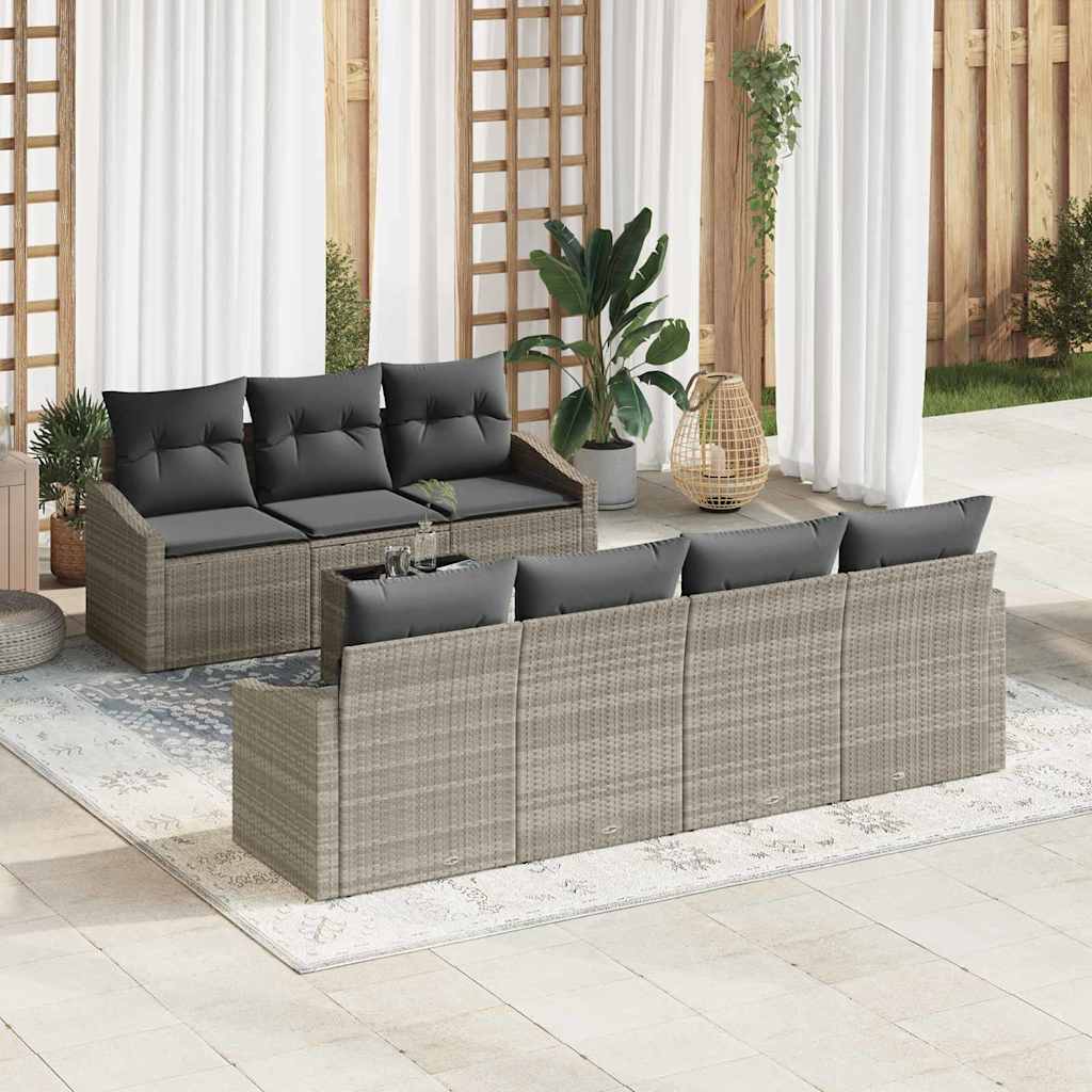 Set di divani 8 pcs Grigio chiaro e grigio scuro polyrattan | homemem39