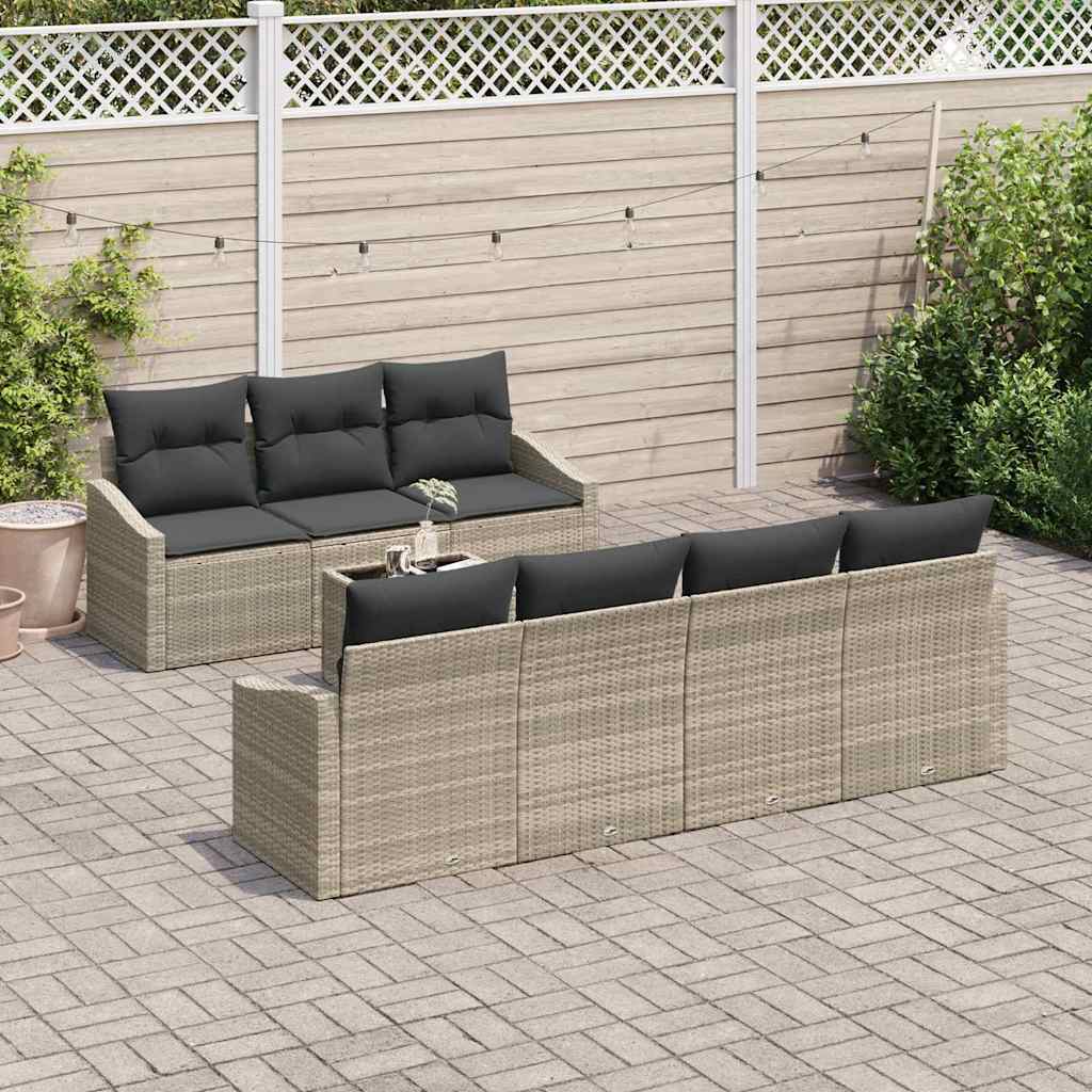 Set di divani 8 pcs Grigio chiaro e grigio scuro polyrattan | homemem39