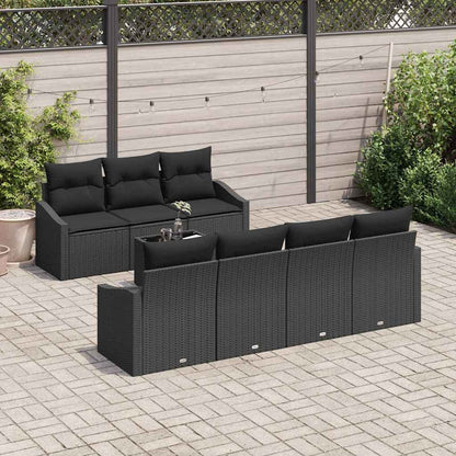 Set di divani con cuscino 8 pcs Nero polyrattan | homemem39