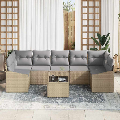 Set di divani con cuscino 8 pcs Beige e grigio polyrattan | homemem39