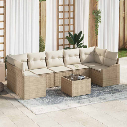 Set di divani con cuscino 8 pcs Beige e Crema polyrattan | homemem39
