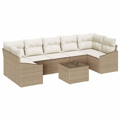 Set di divani con cuscino 8 pcs Beige e Crema polyrattan | homemem39