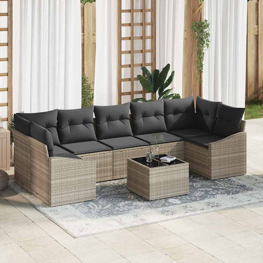 Set di divani 8 pcs Grigio chiaro e grigio scuro polyrattan