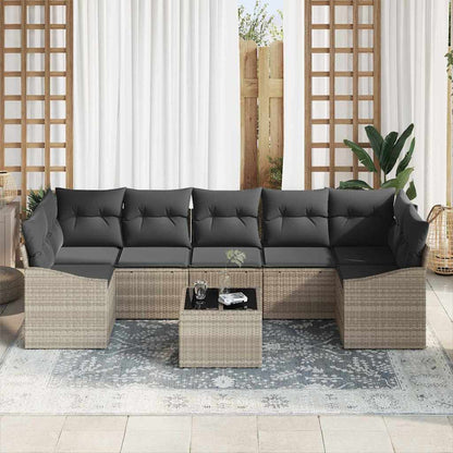 Set di divani 8 pcs Grigio chiaro e grigio scuro polyrattan | homemem39