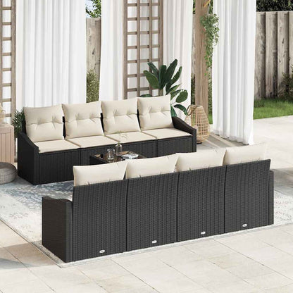 Set di divani con cuscino 7 pcs Nero e Crema polyrattan | homemem39