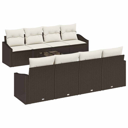 Set di divani con cuscino 7 pcs Marrone e Crema polyrattan | homemem39