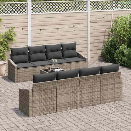 Set di divani con cuscino 7 pcs Grigio polyrattan | homemem39