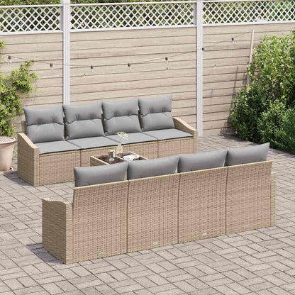 Set di divani con cuscino 7 pcs Beige e grigio polyrattan | homemem39