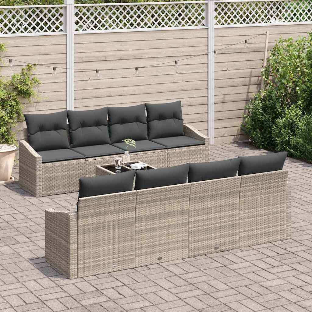 Set di divani 7 pcs Grigio chiaro e grigio scuro polyrattan | homemem39