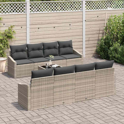 Set di divani 7 pcs Grigio chiaro e grigio scuro polyrattan | homemem39