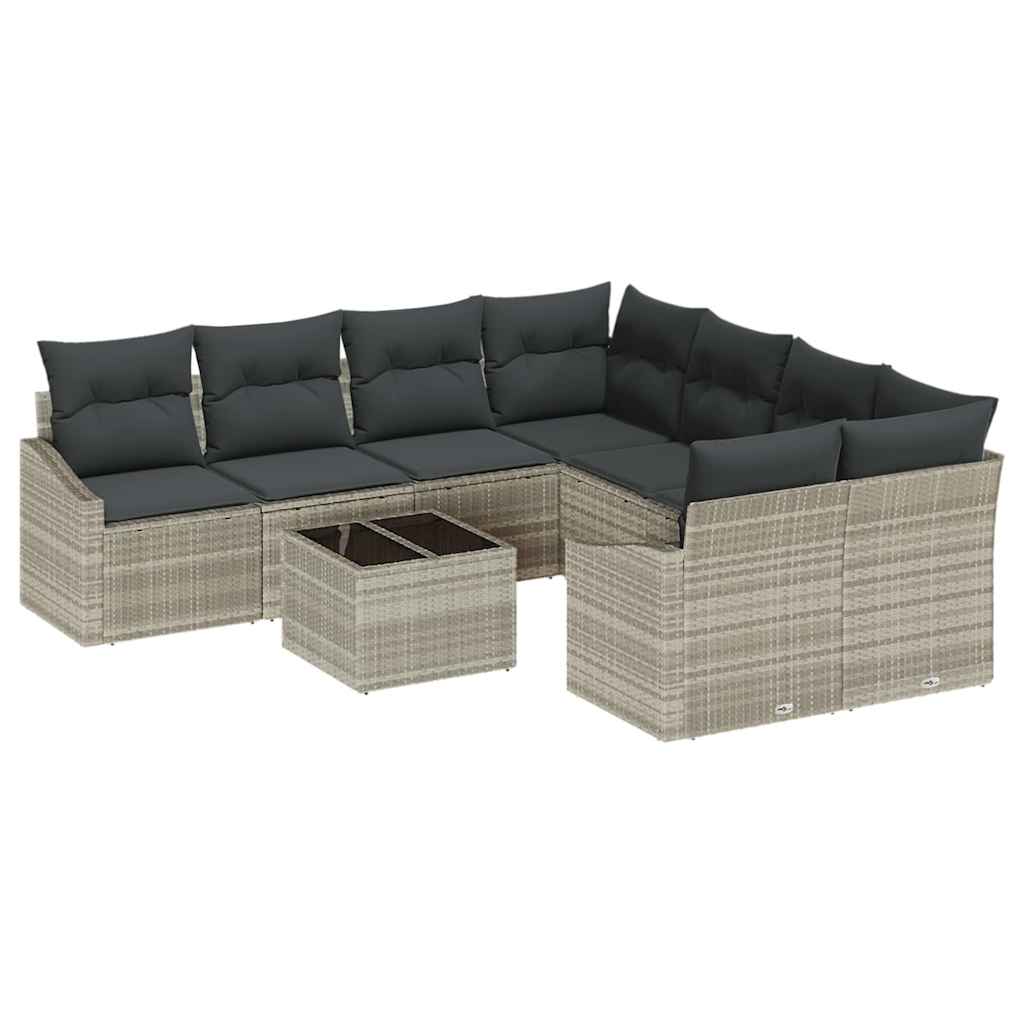 Set di divani 9 pcs Grigio chiaro e grigio scuro polyrattan