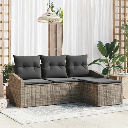 Set di divani con cuscino 4 pcs Grigio polyrattan | homemem39