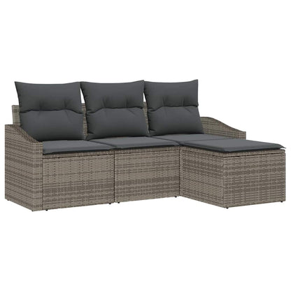 Set di divani con cuscino 4 pcs Grigio polyrattan | homemem39