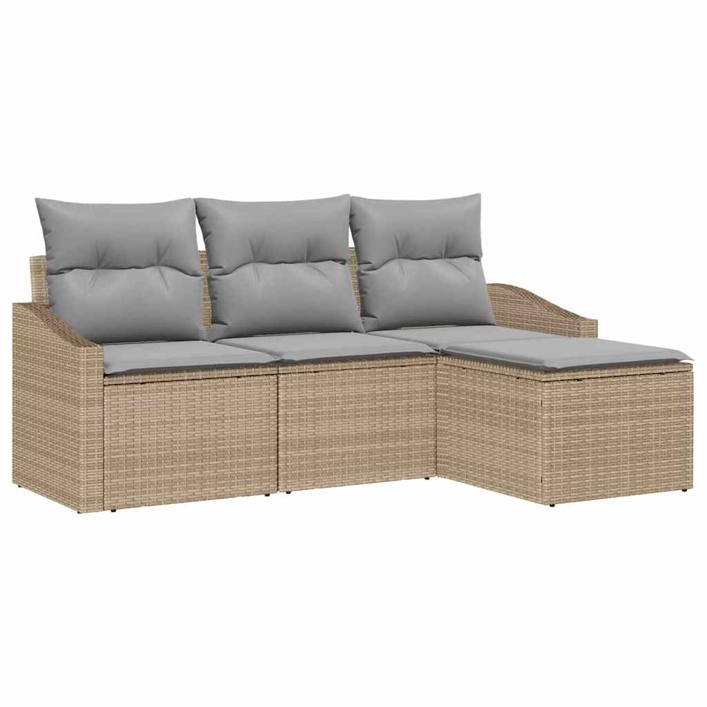 Set di divani 4 pcs Beige e Grigio Chiaro polyrattan | homemem39