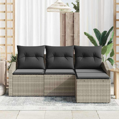 Set di divani con cuscino 4 pcs Grigio chiaro polyrattan | homemem39