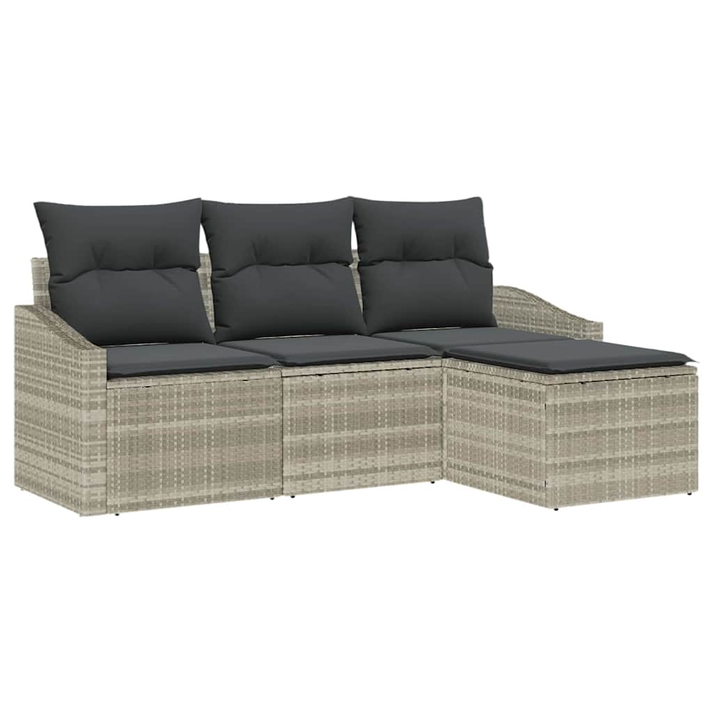Set di divani con cuscino 4 pcs Grigio chiaro polyrattan | homemem39