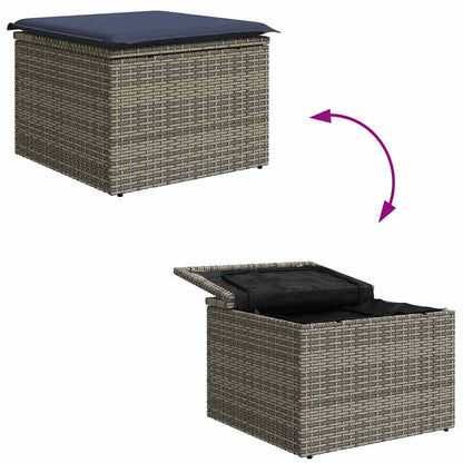 Set di divani con cuscino 4 pcs Grigio e Blu Navy polyrattan | homemem39