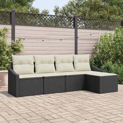 Set di divani con cuscino 5 pcs Nero e Crema polyrattan | homemem39