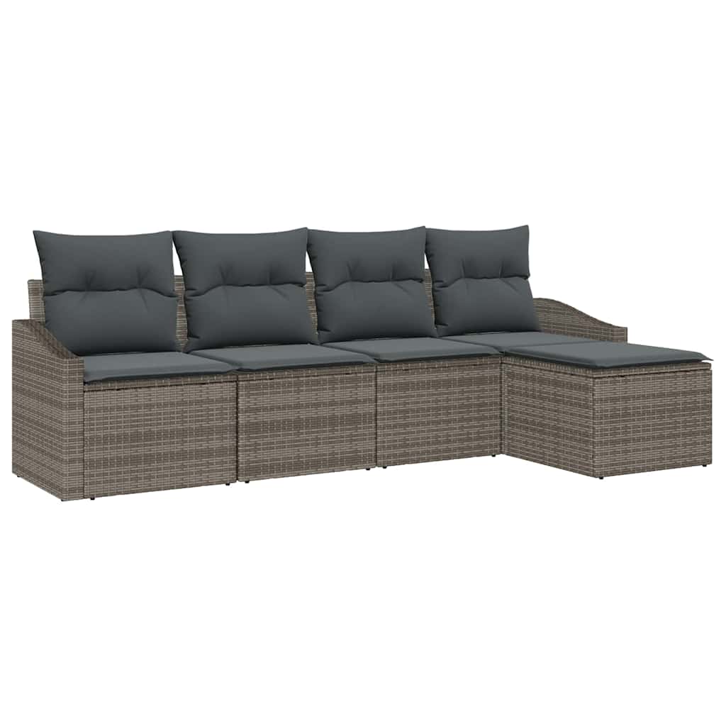 Set di divani con cuscino 5 pcs Grigio polyrattan | homemem39