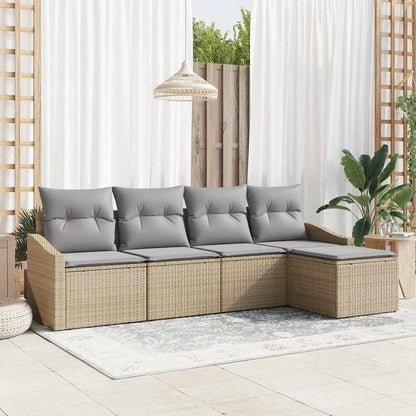 Set di divani 5 pcs Beige e Grigio Chiaro polyrattan | homemem39