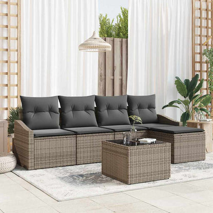 Set di divani con cuscino 6 pcs Grigio chiaro polyrattan | homemem39