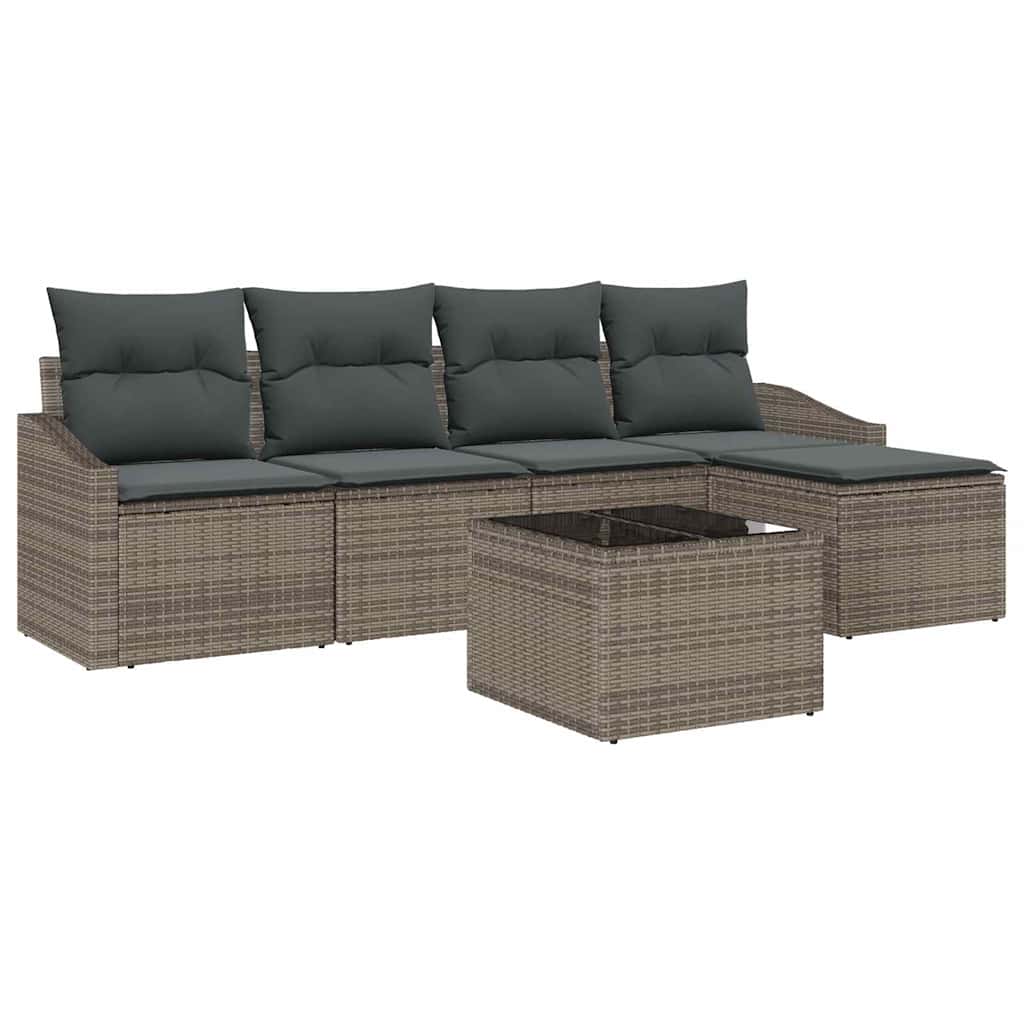 Set di divani con cuscino 6 pcs Grigio chiaro polyrattan | homemem39